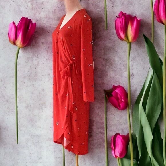 JOE FRESH NORDSTROM RACK NWT MEDIUM DRESS RED BLUE FLORAL - Picture 4 of 9